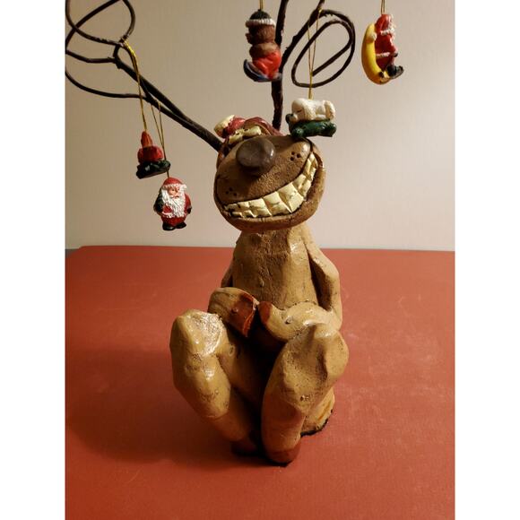 Clay Reindeer with Wire Antlers-10" Tall - Picture 2 of 3